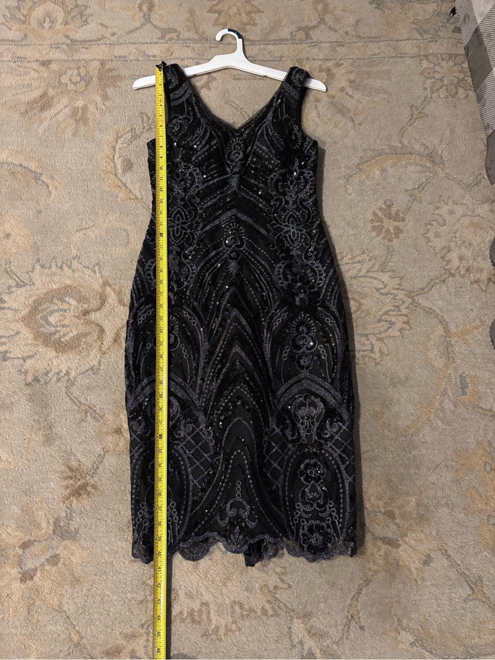 JJs House Black Beaded V-Neck Midi Dress - Picture 7 of 8